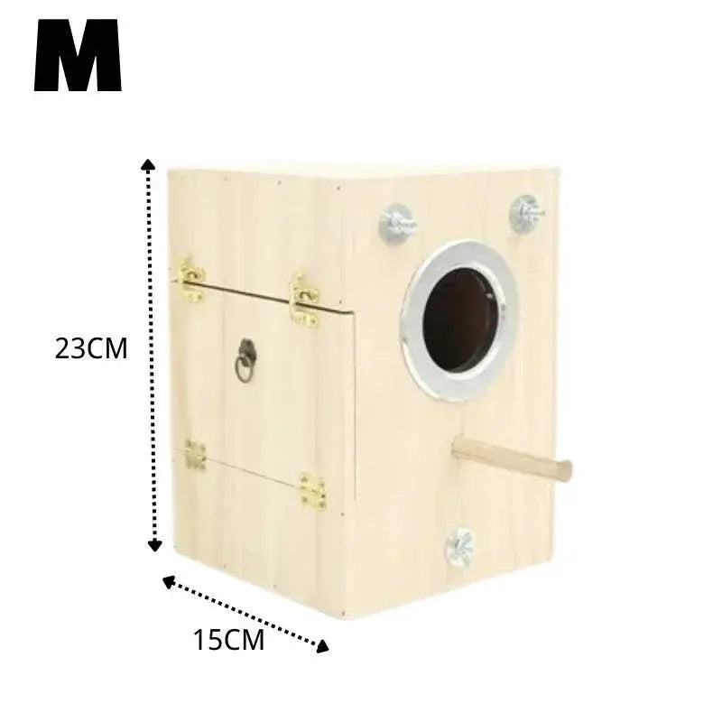 Natural Wood Parrot Breeding Box Bird House Nesting Spot