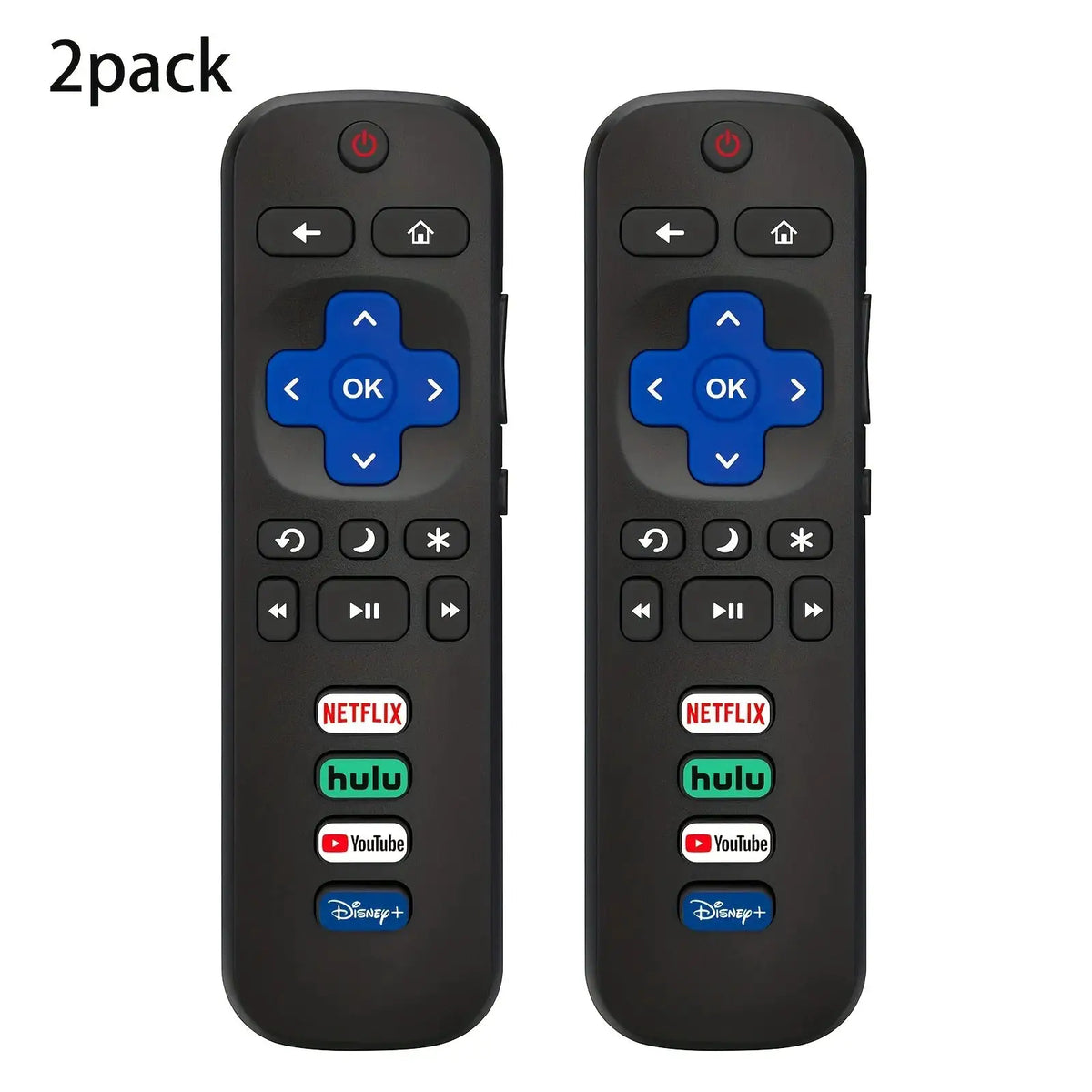 2 Pack Roku TV Replacement Remote Control for TCL Hisense Onn Philips Smart TV Not Compatible with Roku Stick and Box