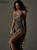 Backless Leopard Maxi Dress for Prom