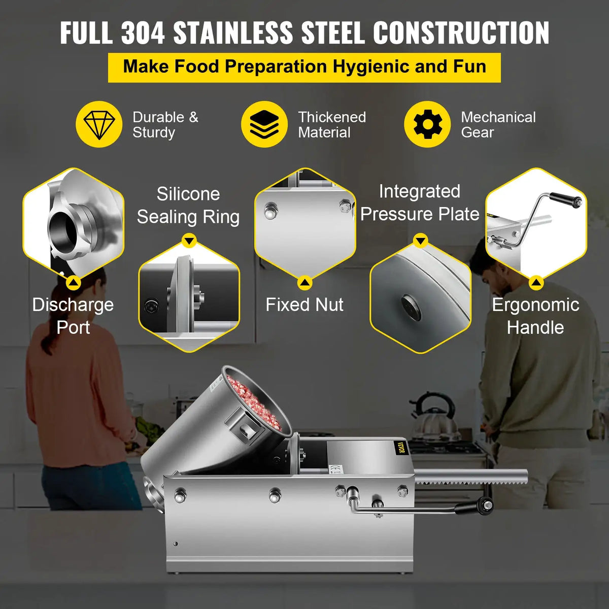 SucceBuy Horizontal Sausage Stuffer Manual Sausage Maker — product view 3