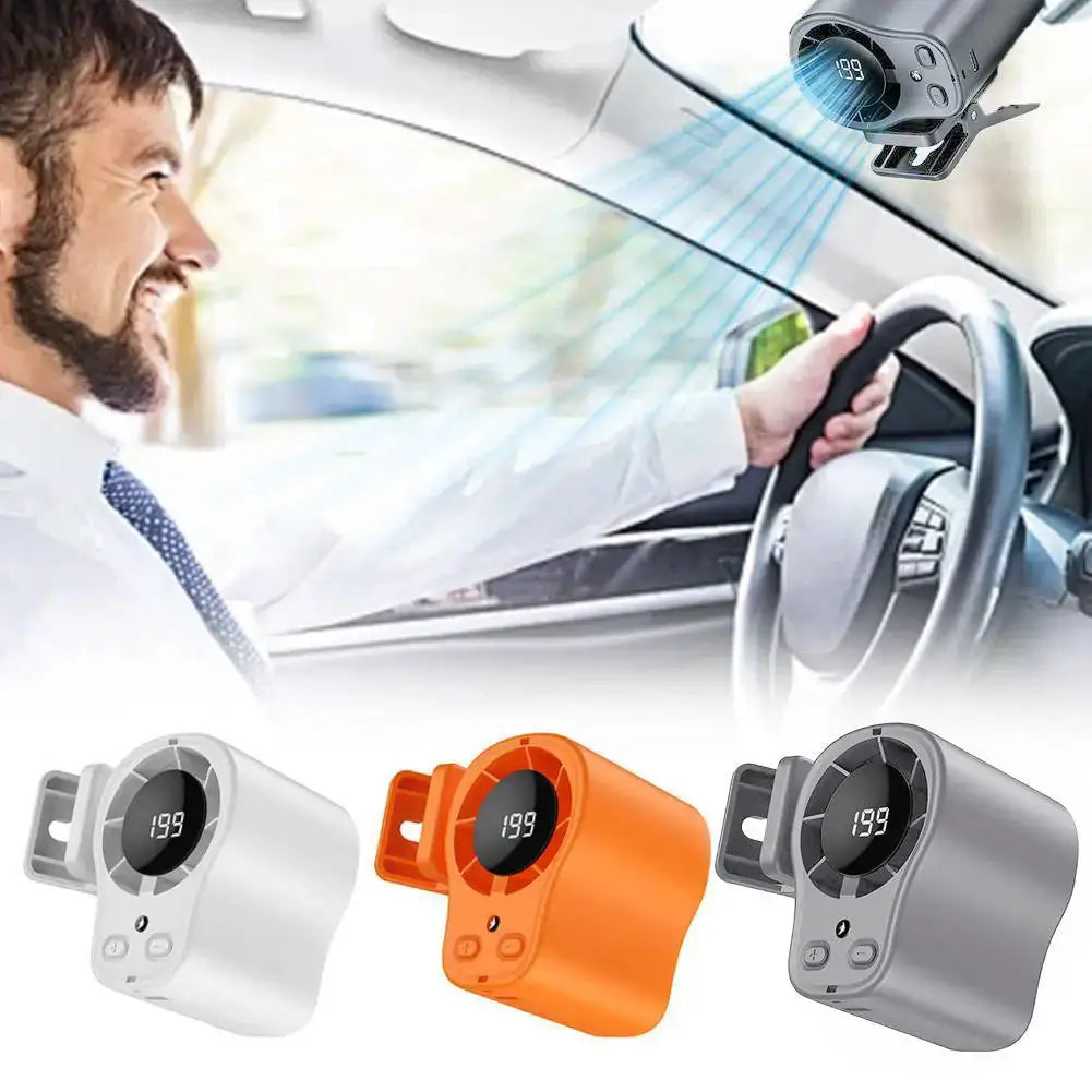 USB Rechargeable Semiconductor Cooling Mini Clip Fan With LED Display, High Speed Portable Neck/Waist/Car/Umbrella Clip On Fan