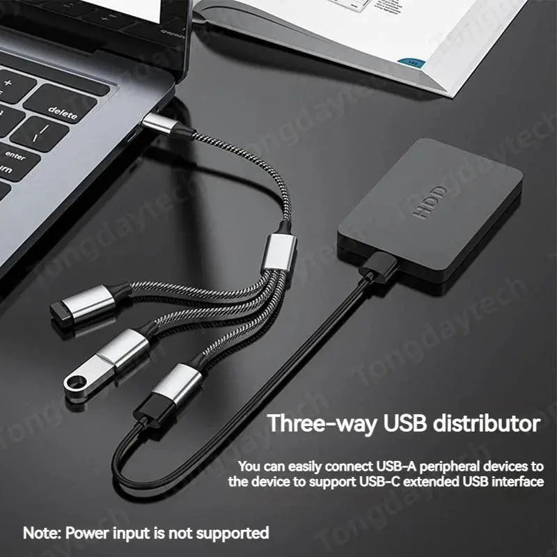 USB Type C Hub 4 Port Splitter For Fast Data Transfer