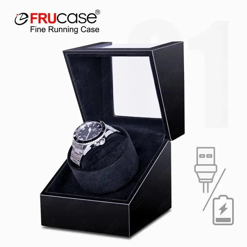 Frucase Wooden Watch Winder Silent Motor Dual Power Solution