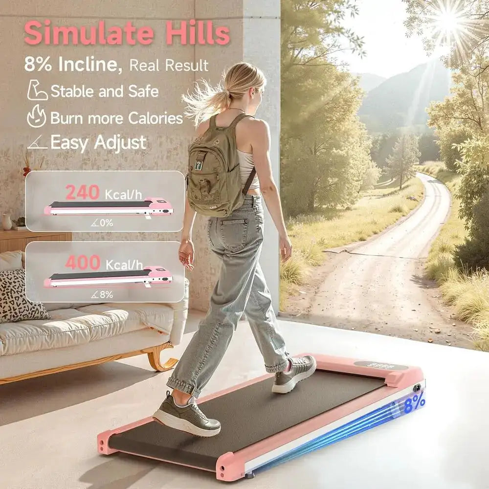 Portable 3.5HP Incline Walking Pad with Handlebars, Ultra Quiet Under Desk Treadmill for Home Office, 330LB Capacity, Wide Belt,