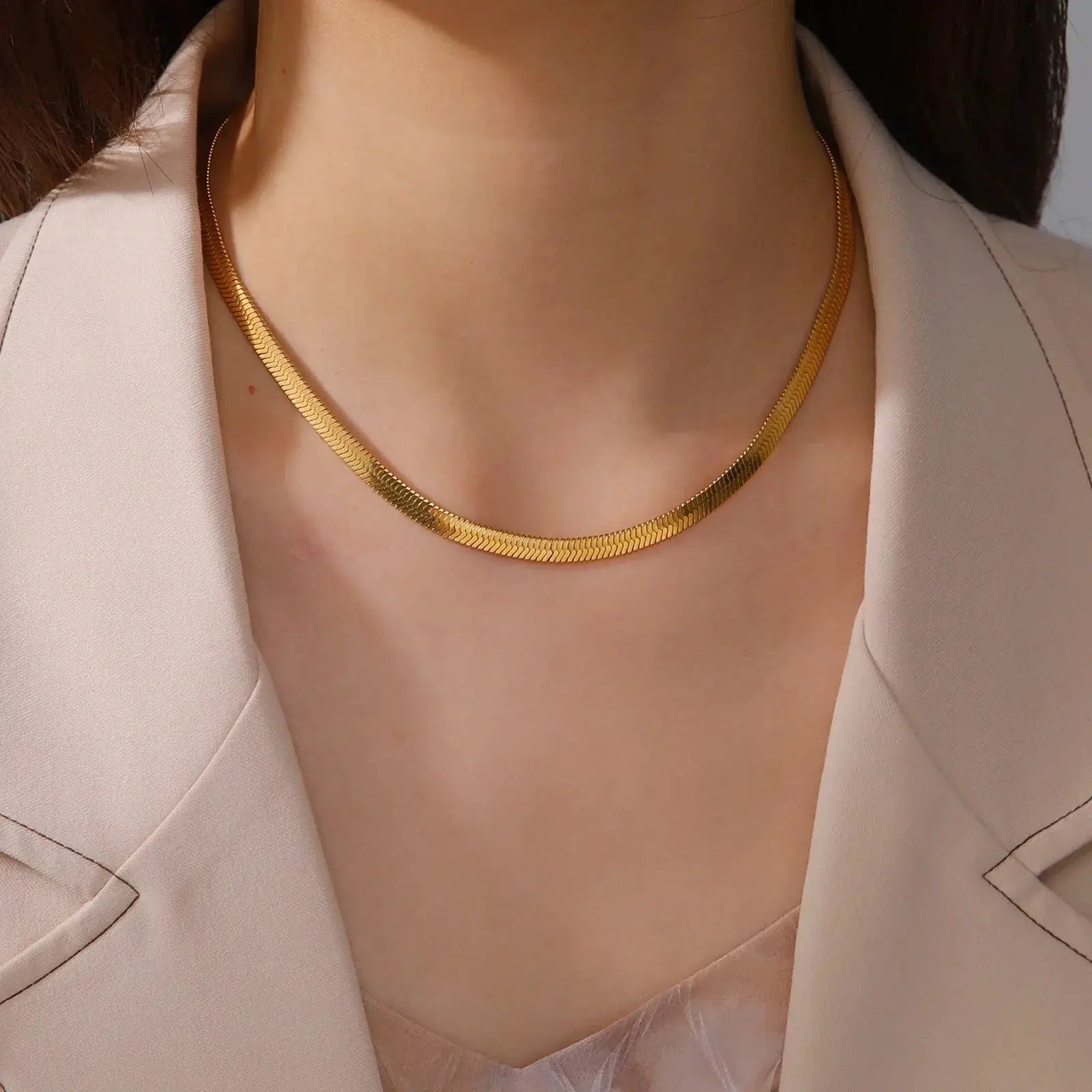 Skyrim Stainless Steel Snake Chain Necklace Gold Color