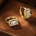 Emerald Cut Moissanite Gold Hoops