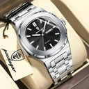 POEDAGAR Square Steel Men Luminous Watch