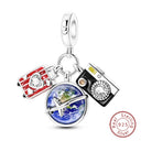 Sterling Silver Luggage Earth Camera