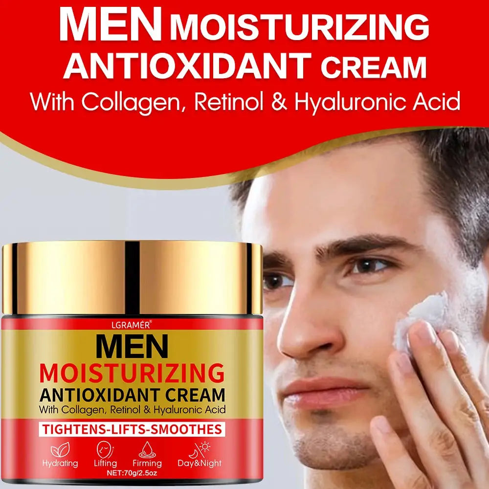 Men's Collagen Moisturizing Cream for Anti-Aging, Lightening Spots and Wrinkles, Whitening Cream to Make Your Skin Youthful