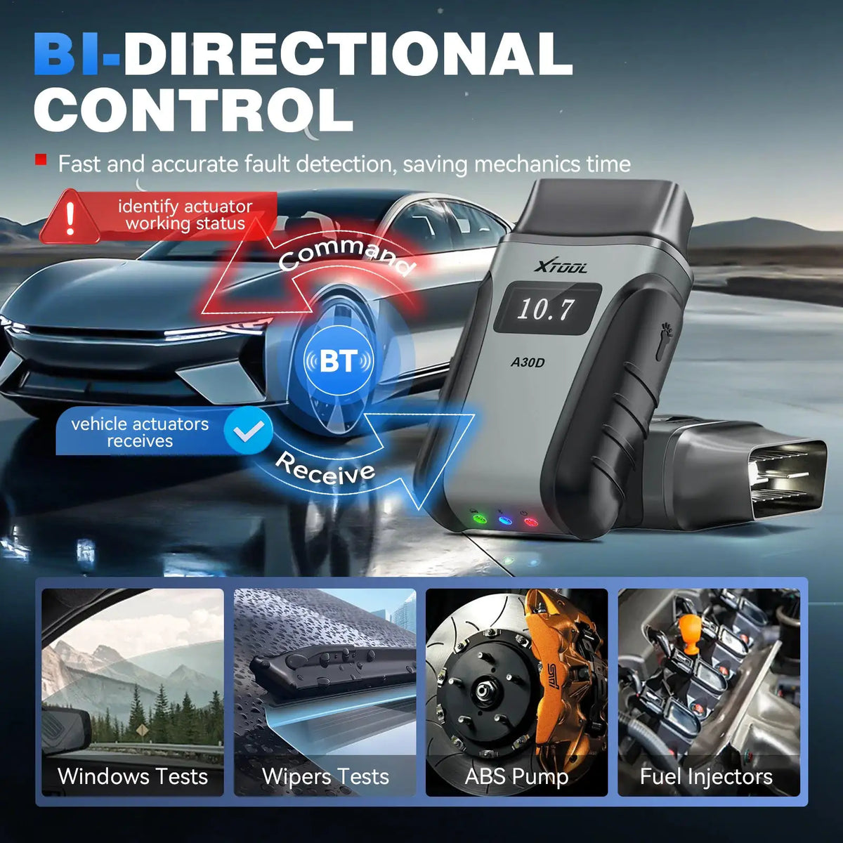 XTOOL Anyscan A30D Automotive Scanner Lifetime Free Update Bidirectional Car OBD2 Diagnostic Code Reader with 19 Resets FCA CAN FD