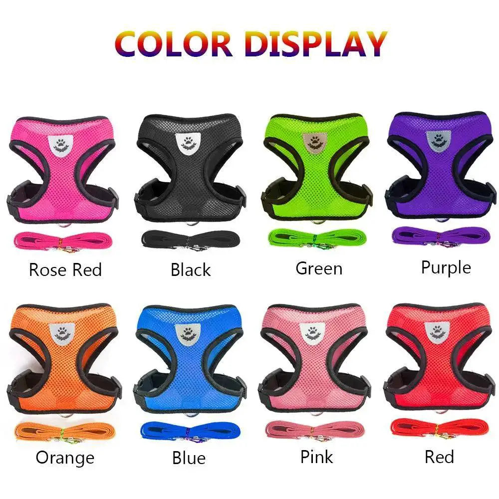 Breathable Mesh Dog Leash and Harness Set for Small Breeds
