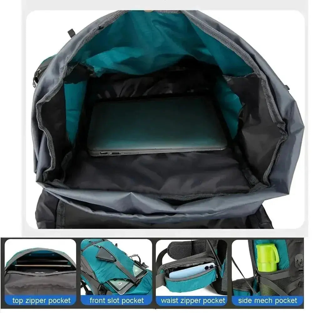 Waterproof Nylon Backpack For Camping Travel With Rain Cover
