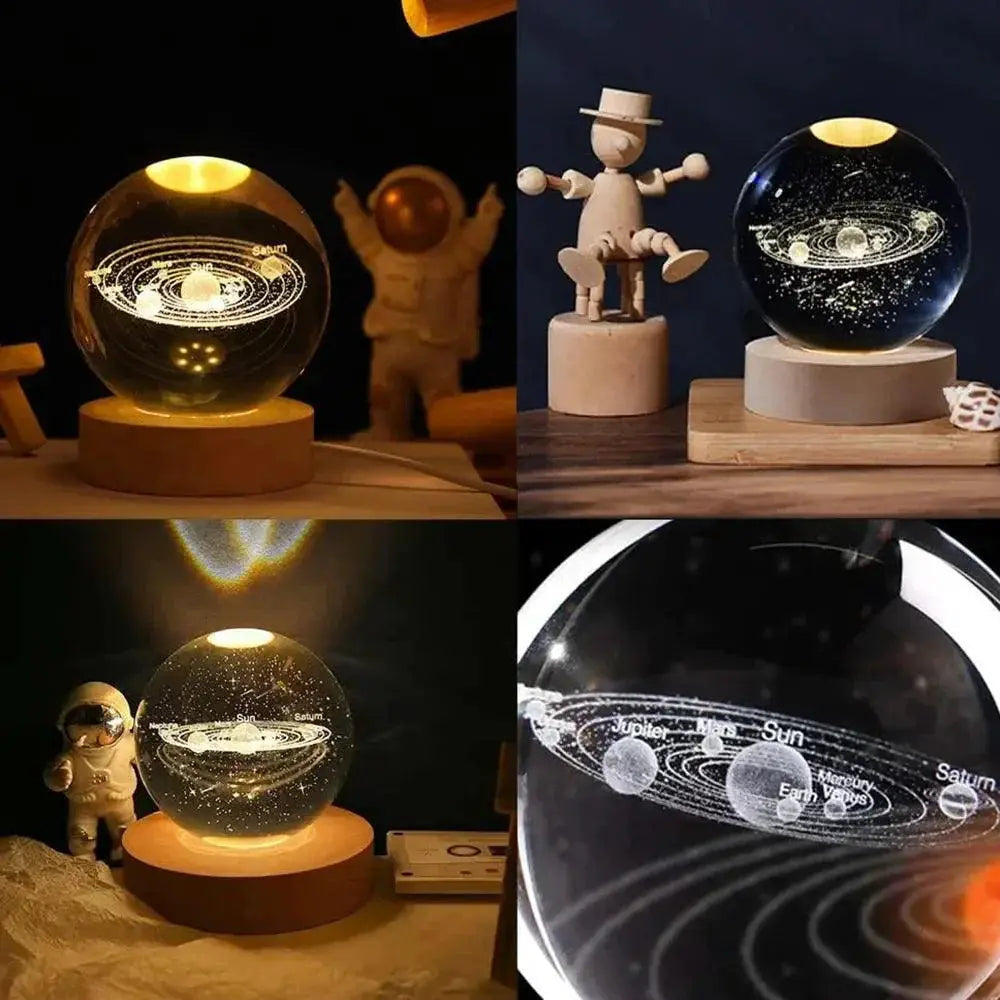 3D Galaxy Crystal Ball LED Night Light USB Home Decor Lamp