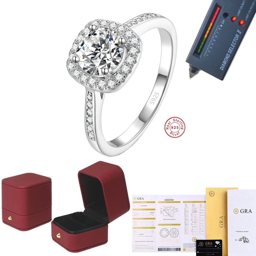 Princess Moissanite Ring in Sterling Silver — product view 6