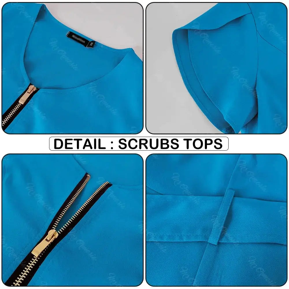 Women Scrubs Set Zipper Collar Medical Uniform High Quality