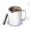 Self Heating 12oz USB Coffee Mug Stainless Steel Keeps Drinks Hot On The Go