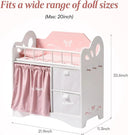 Pink Wooden Baby Doll Crib with Storage and Bed