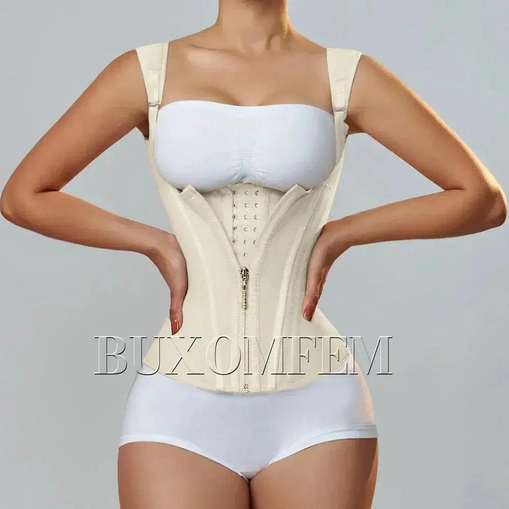 Colombian Fajas Girdles Row Buckle and Zipper Waist Shaper