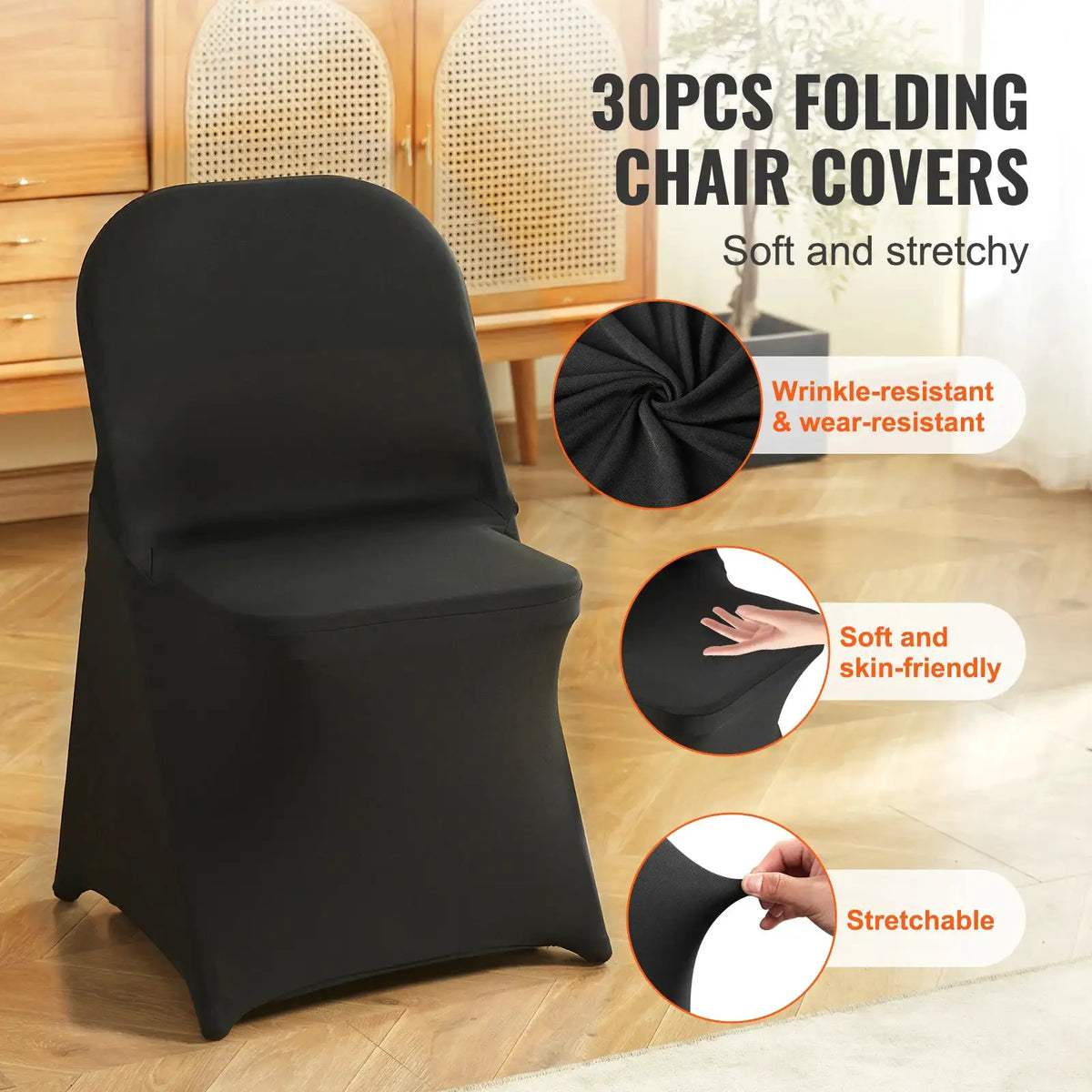 Black Stretch Spandex Chair Cover — product view 2