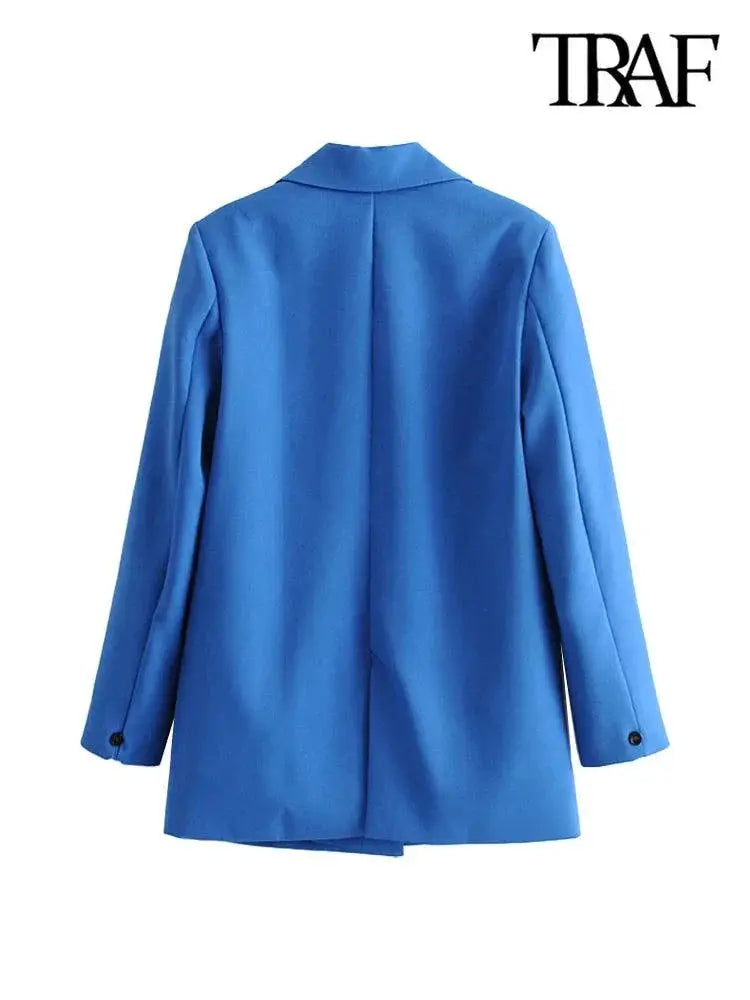 Vintage Double Breasted Blazer For Office Elegance Traf