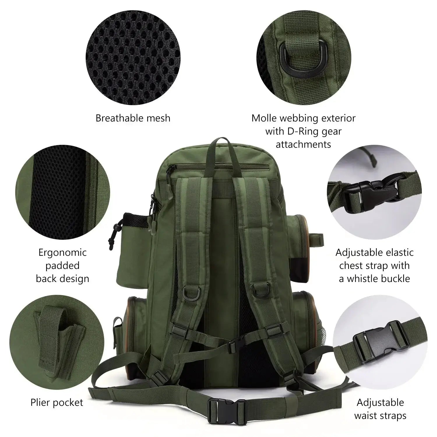 Bassdash Fishing Bag Tackle Backpack Lightweight Tactical