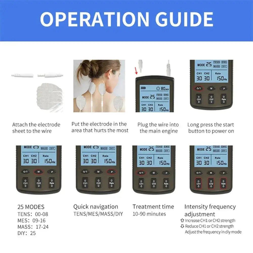25 Mode Tens EMS Acupuncture Massager For Pain Relief