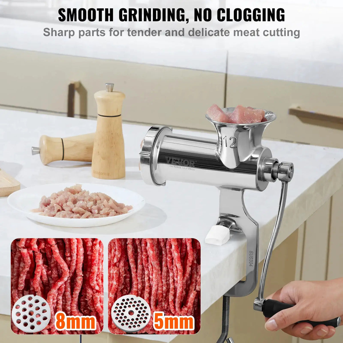 SucceBuy Manual Meat Grinder Stainless Steel Hand Meat Grinder — product view 2