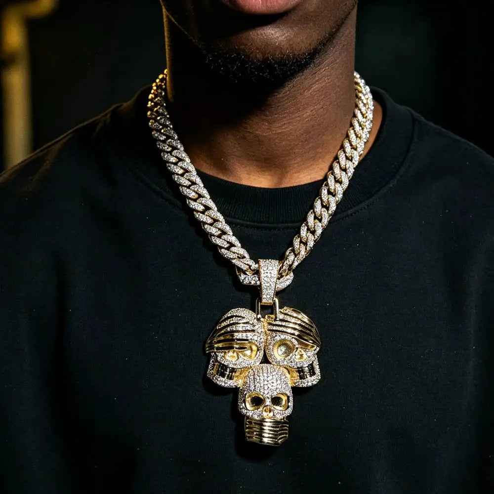 Bling Skull Charm Streetwear Rapper Jewelry Shiny Icy Statement — product view 9