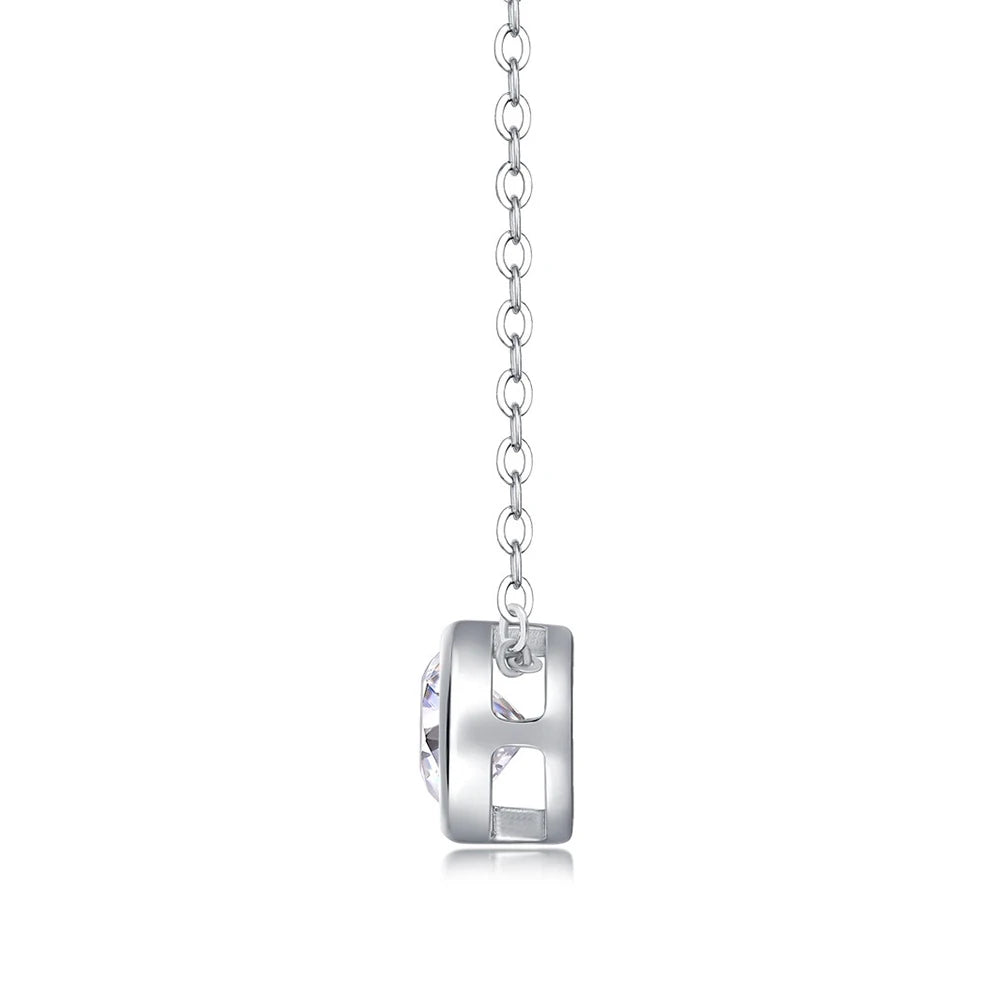 Round Cross Moissanite Pendant Necklace in Sterling Silver — product view 5