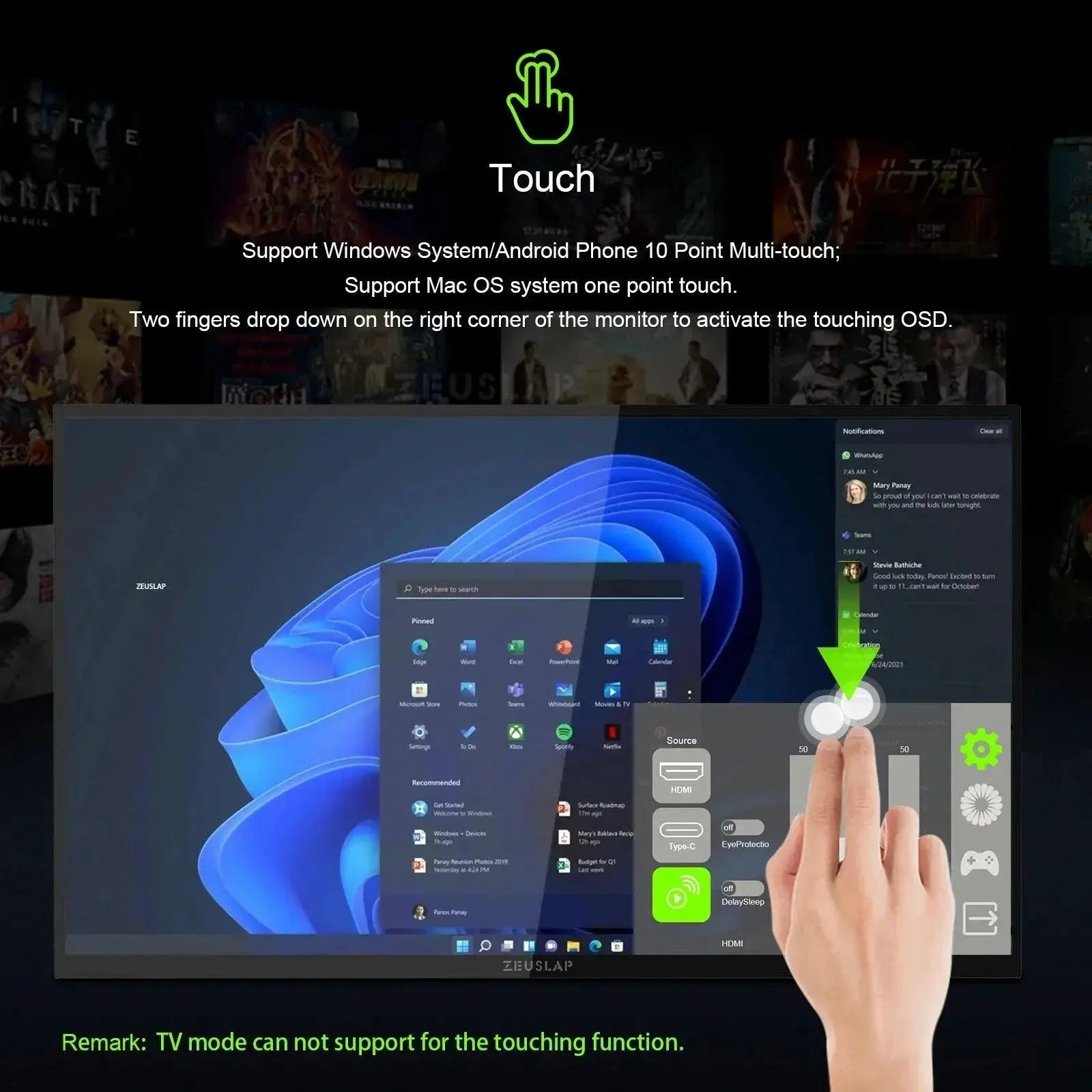 Zeuslap Z18TV Pro Portable Google TV Touchscreen Monitor