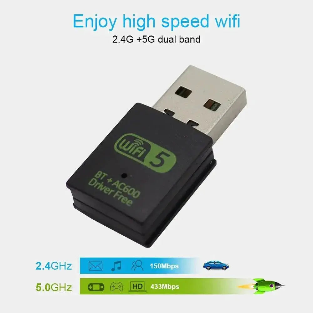 Dual Band Wireless USB WiFi Bluetooth Adapter 600Mbps