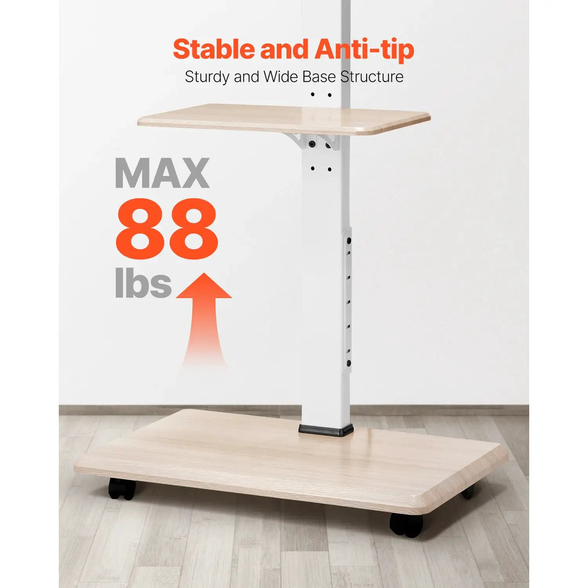 Mobile Adjustable TV Cart Wheels — product view 4