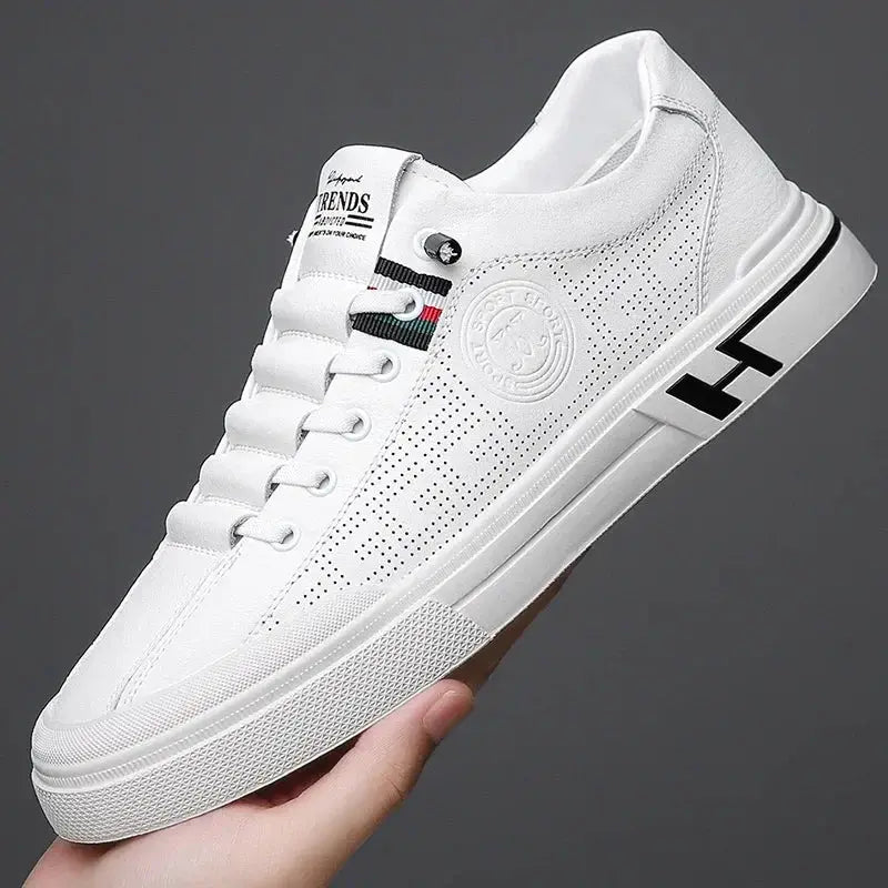 Mens Sneakers 2024 Autumn Embossed Breathable White Shoes