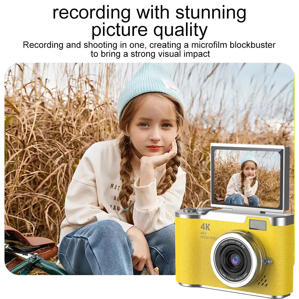 Digital Camera 8X Digital Zoom Vintage Video Recorder 180° Flip Screen Compact Digital Photography Camera for Children Toys