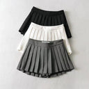 Zoki Pleated Skirt Korean White Dance Fashion Vintage Charm