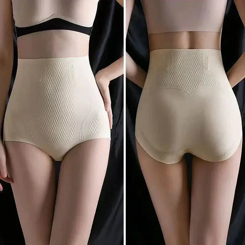 OWEQ High Waisted Ice Silk Body Briefs For Tummy Control