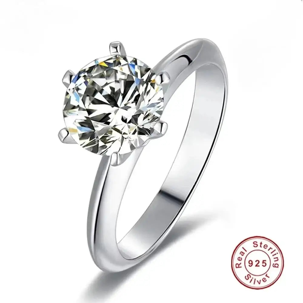 Moissanite Ring in Sterling Silver Classic 925 sterling silver — product view 3