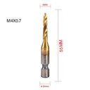 Tap Drill Bit Set Titanium Plated HSS Screw Thread Hex Shank Kit