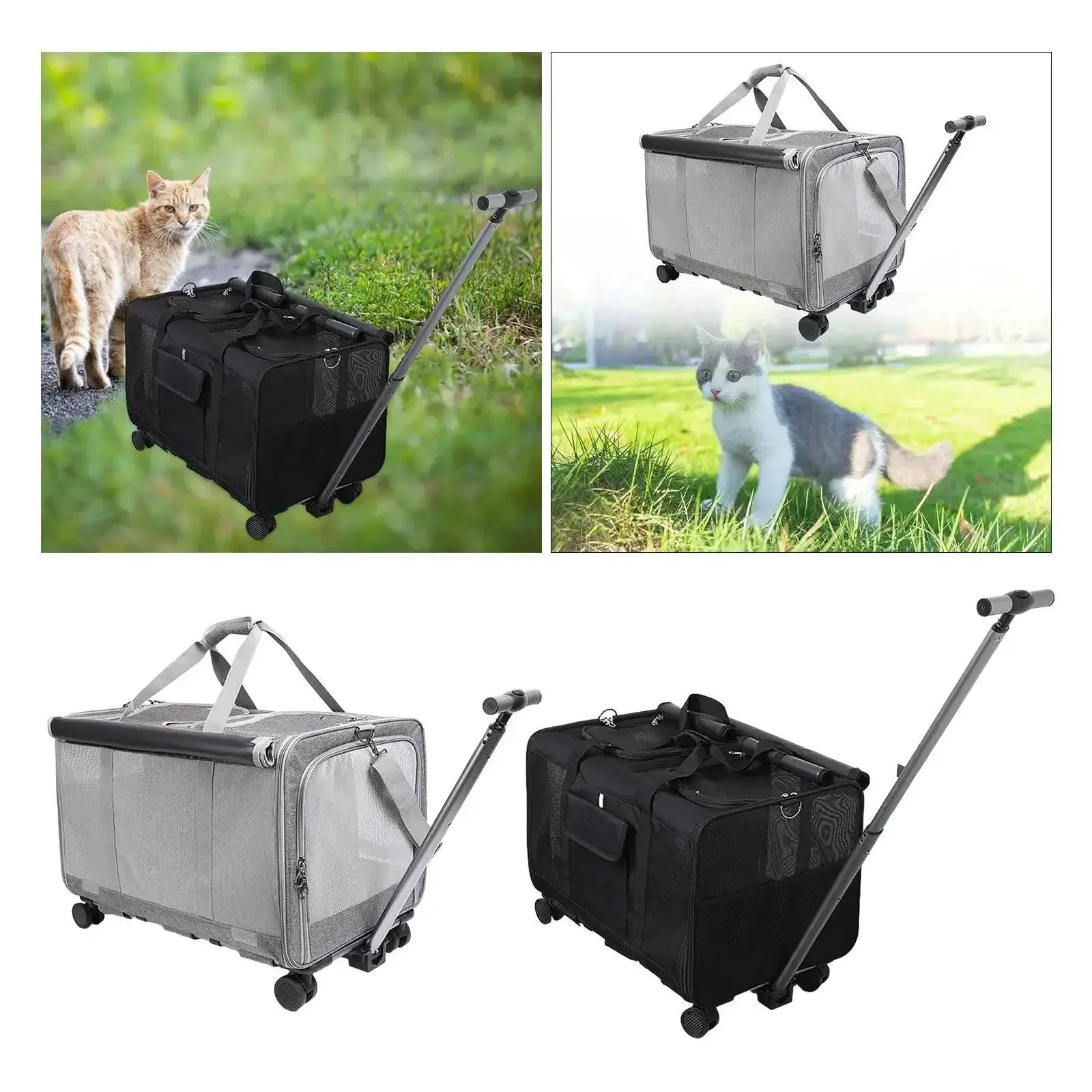 Rolling Pet Travel Carrier For Kittens And Puppies Durable