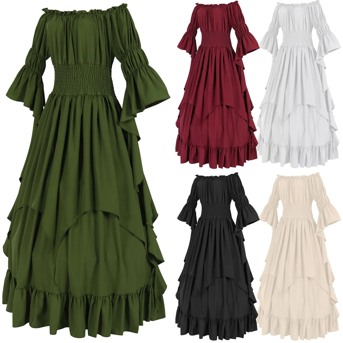 Off Shoulder Renaissance Ruffle Dress