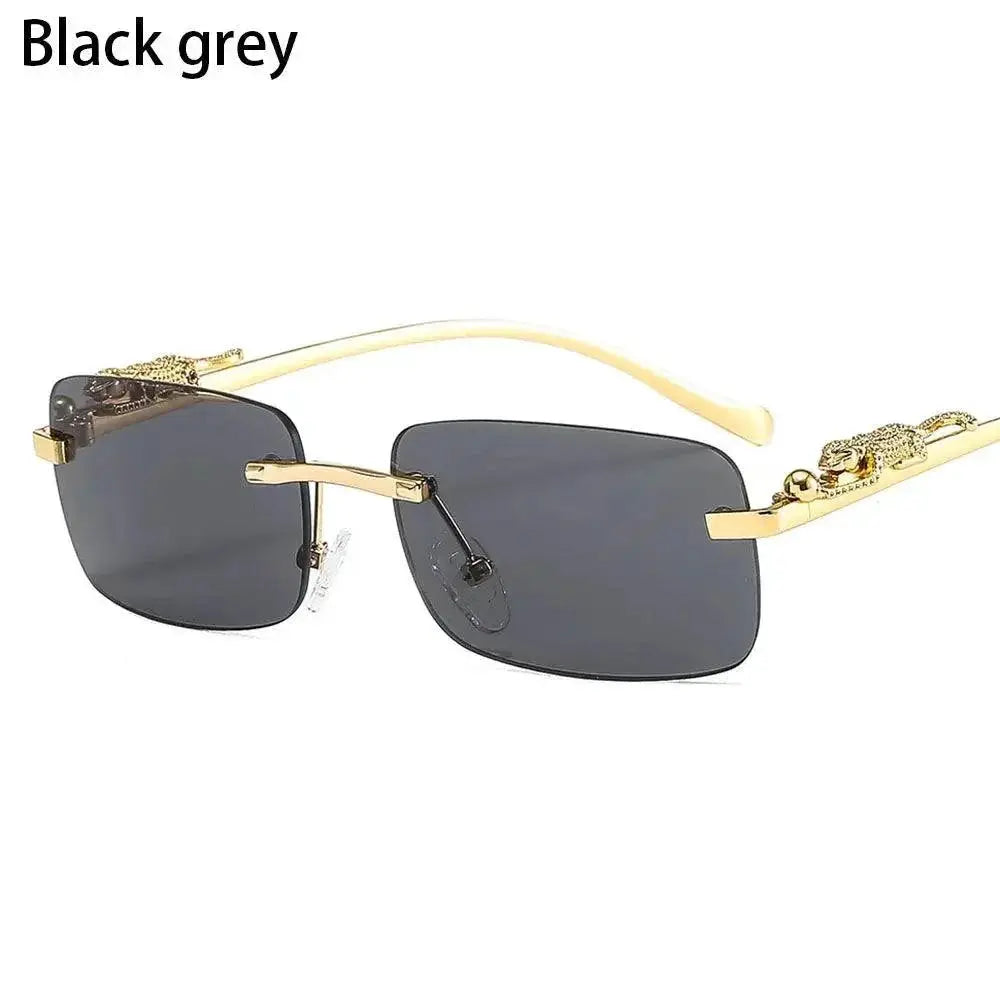 Rimless Square Sunglasses Unisex Golden Leopard Frame