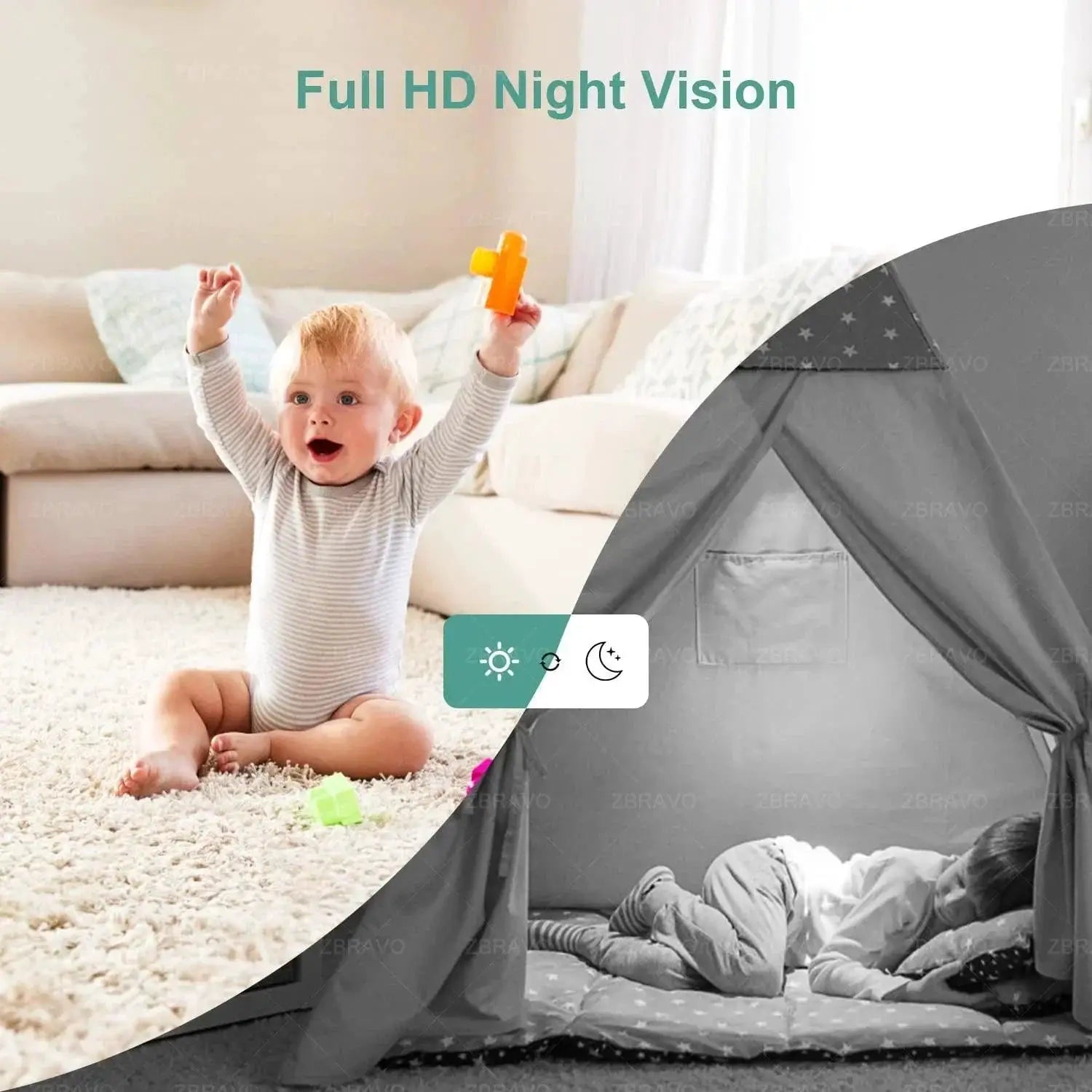 HD Wifi Security Camera With Auto Tracking For Baby Monitor