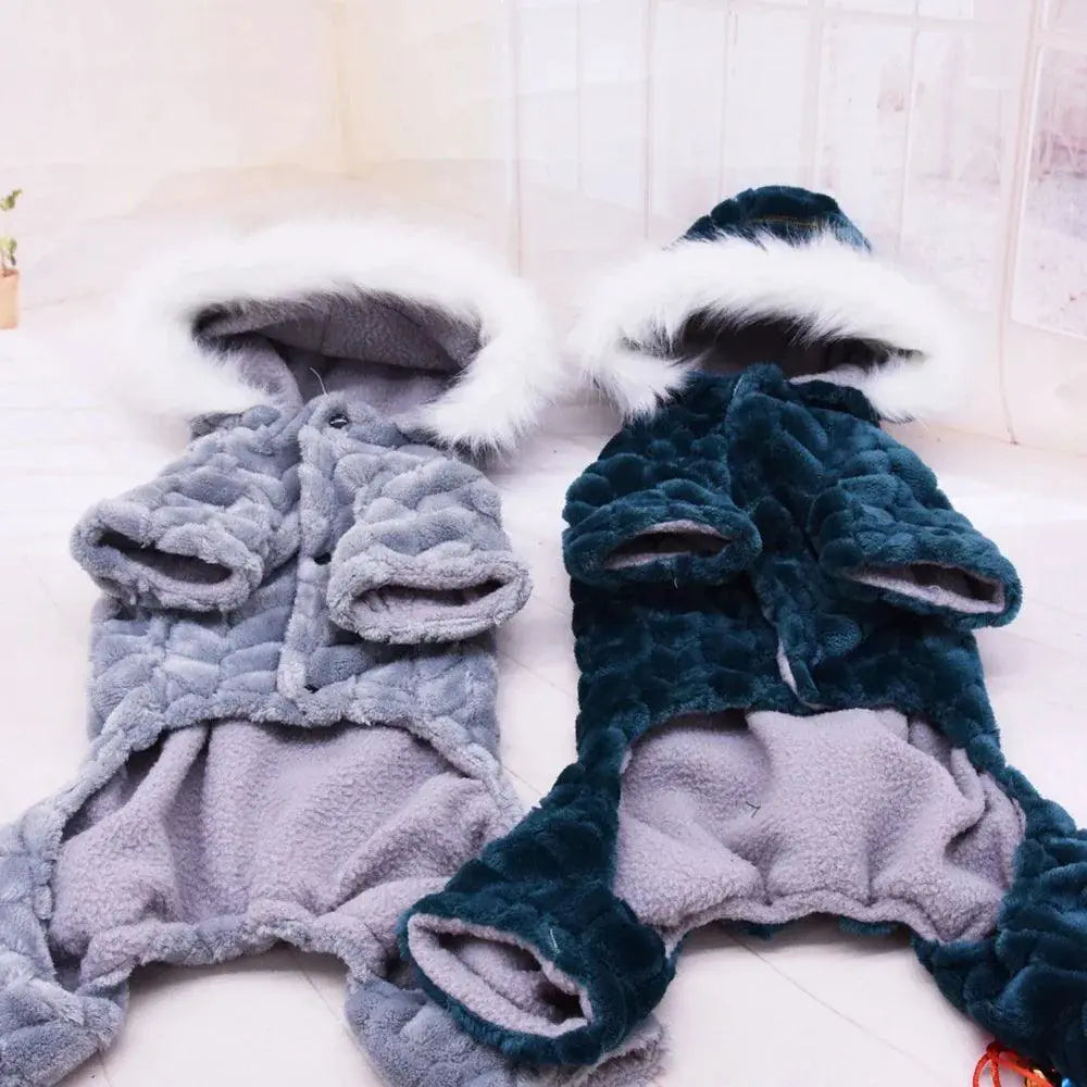 Winter Pet Dog Coat With Wool Lining Polyester Jumpsuit