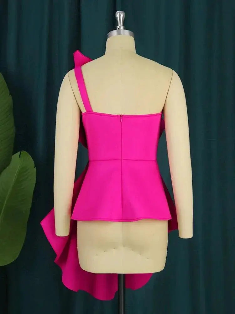Nightlife Chic Backless Ruffled Peplum Blouse for Women