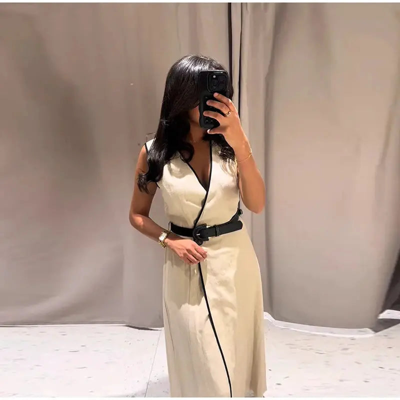 Flattering Patchwork Midi Dress for Women — product view 17