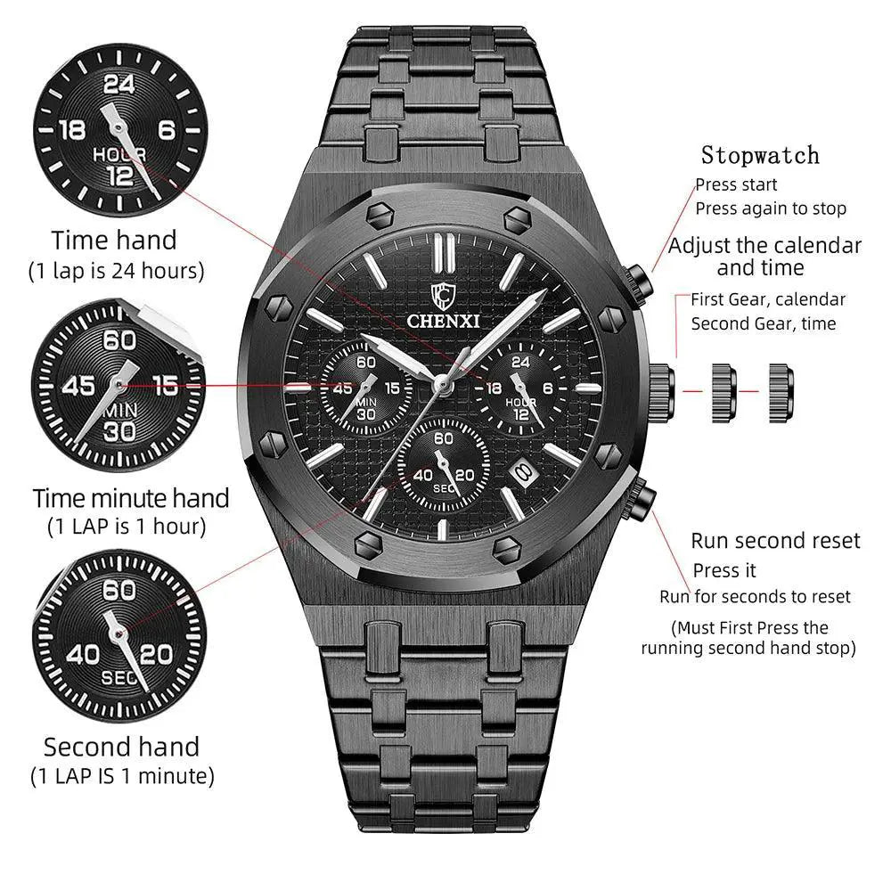 Chenxi Men's Quartz Watch Elegant Timepiece for Men Style