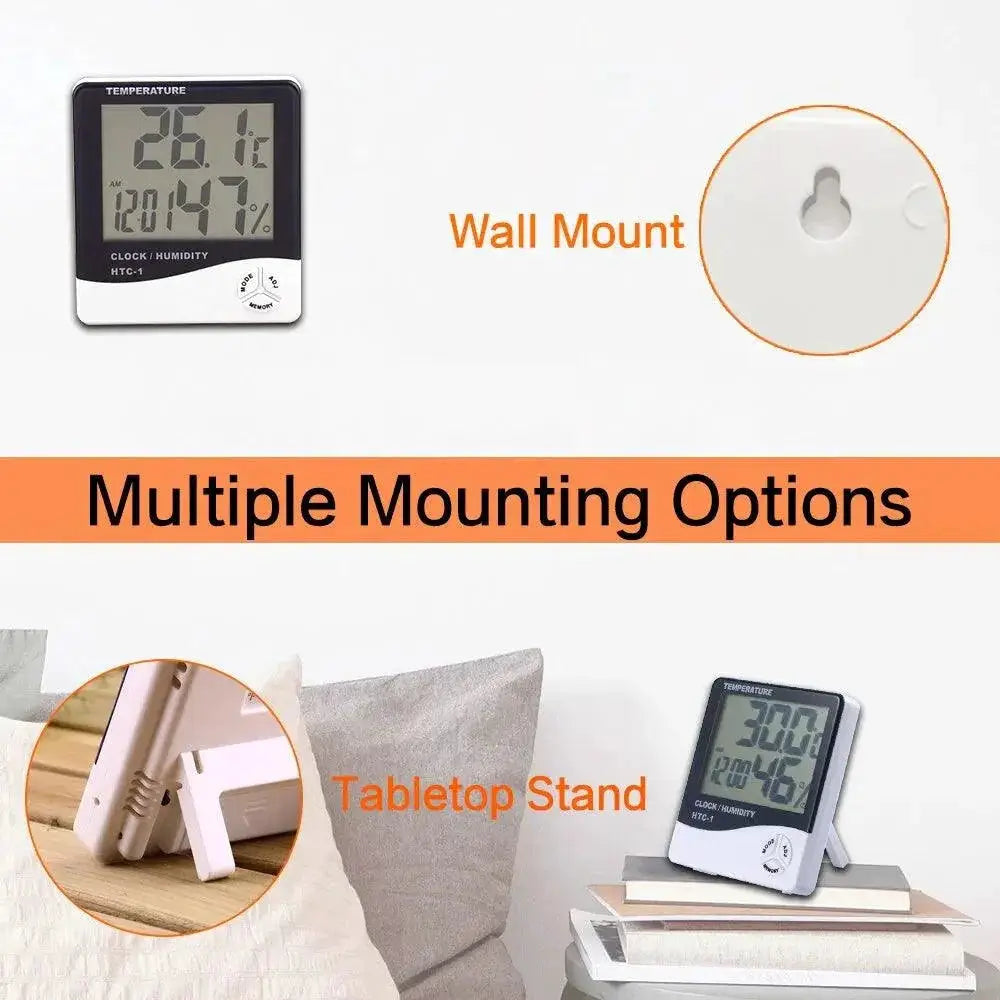 Temperature Humidity Meter With Clock Weather Station