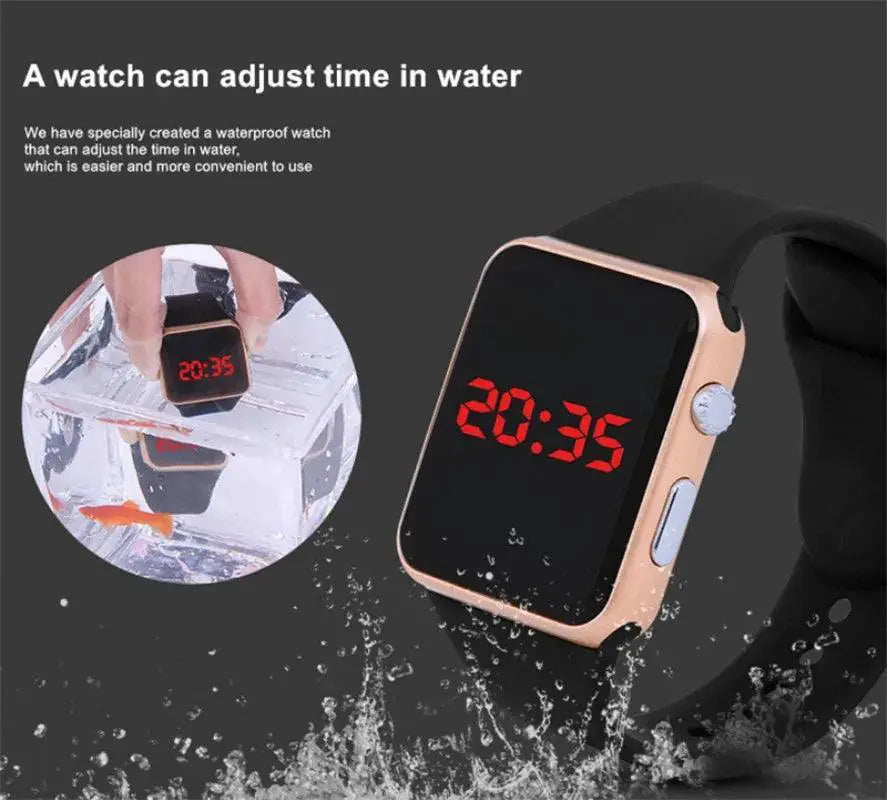 LED Sports Waterproof Digital Watch Red Light Timepiece