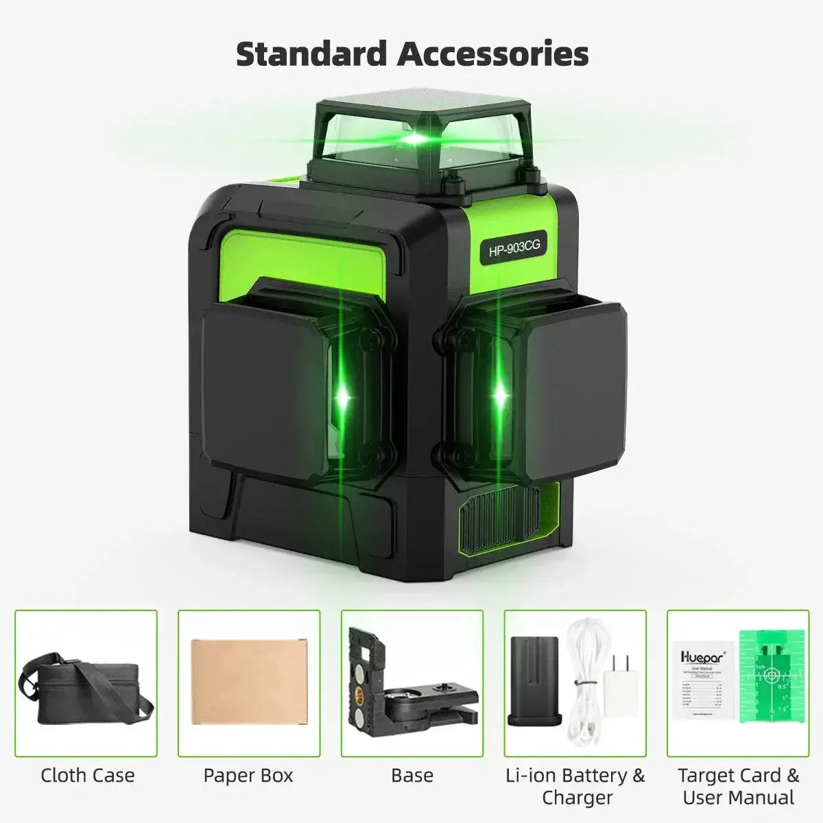 Huepar 12 Lines 3D Cross Line Laser Level Kit Osram Green