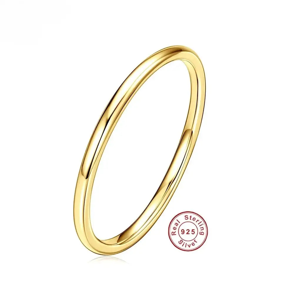 Sterling Silver S925 Plated Gold Ring for Women Wedding Birthday Charm Jewelry Wholesale